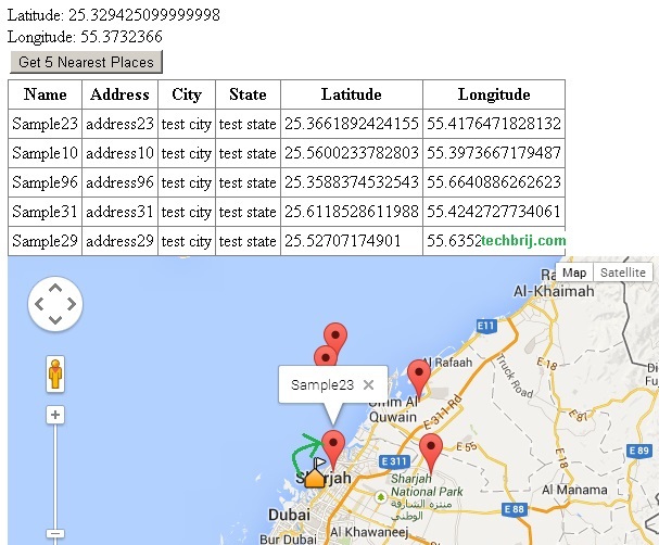 nearest places geolocation