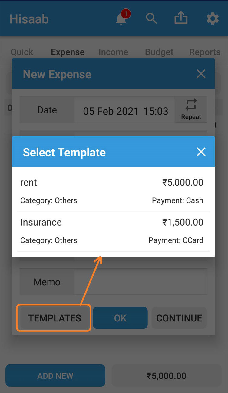 android-hisaab-recurring-repeat-expense-template