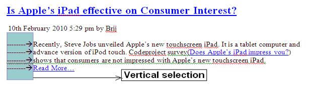 Word Vertical Selection