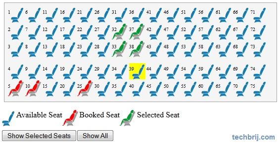 seat reservation jquery