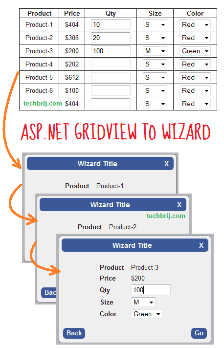 gridview to wizard